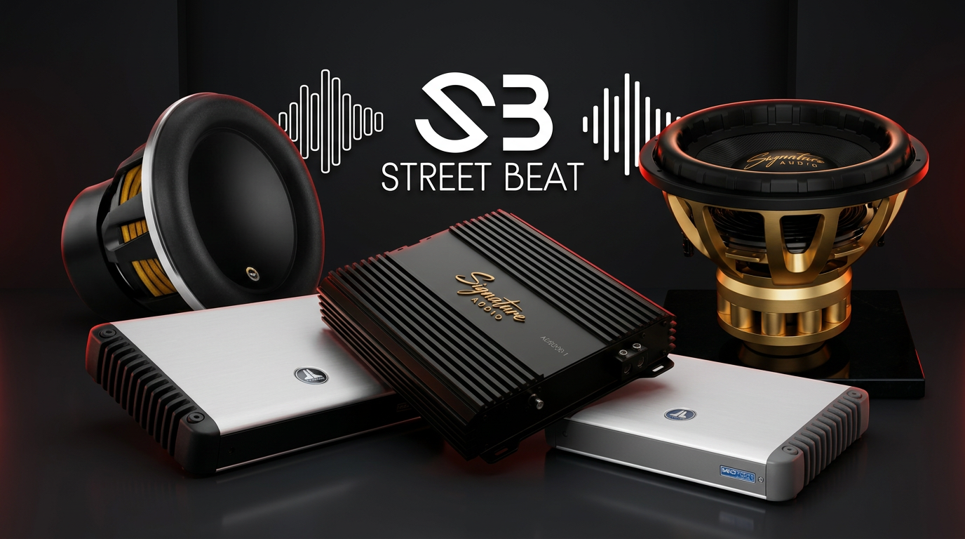Custom car audio installation with subwoofers and amplifiers